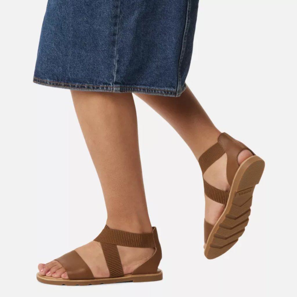 Sorel Women's Brown Ella Iii Leather Slip-On Flat Gladiator Sandal Size 7